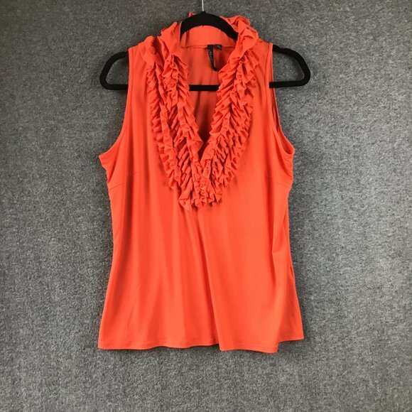 Essentials by Milano Ruffle Front Sleeveless Tank Blouse Sz L - Picture 2 of 6